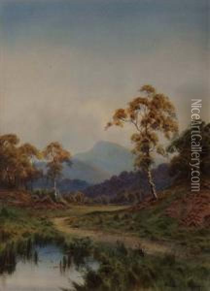 Early Autumn - The Trossaches Near Loch Katrine Oil Painting - Edward Horace Thompson