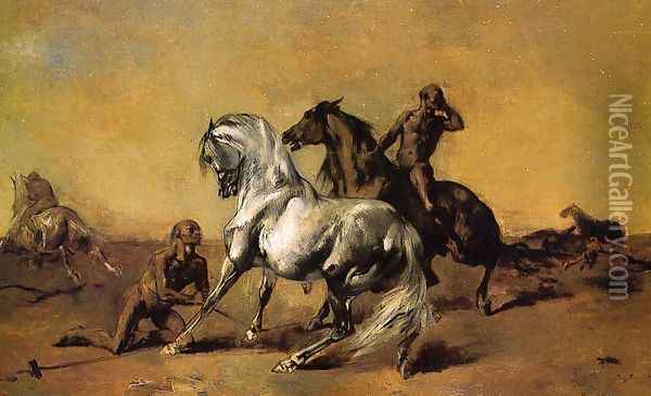 Desert Scene 1868 Oil Painting - Eugene Fromentin