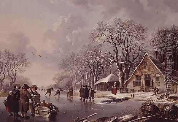 Winter Scene Oil Painting - Andries Vermeulen