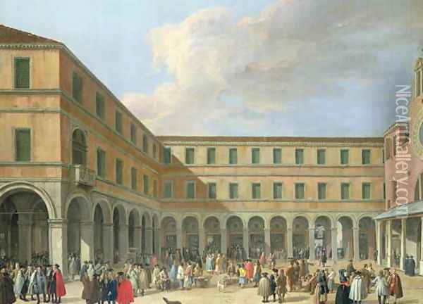 The Campo del Rialto, with the Fabbricche Vecchio di Rialto and San Giacomo di Rialto Oil Painting - Luca Carlevaris