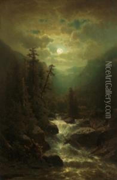 Eine Mondnacht Oil Painting - Adolf Chwala