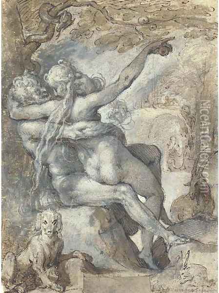 The Temptation of Adam Oil Painting - Bartholomaeus Spranger