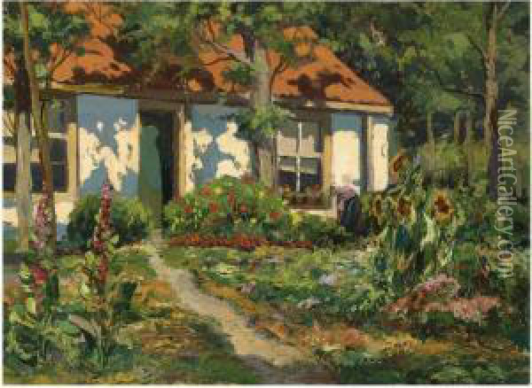 A Flowering Garden Oil Painting - Christian Snijders