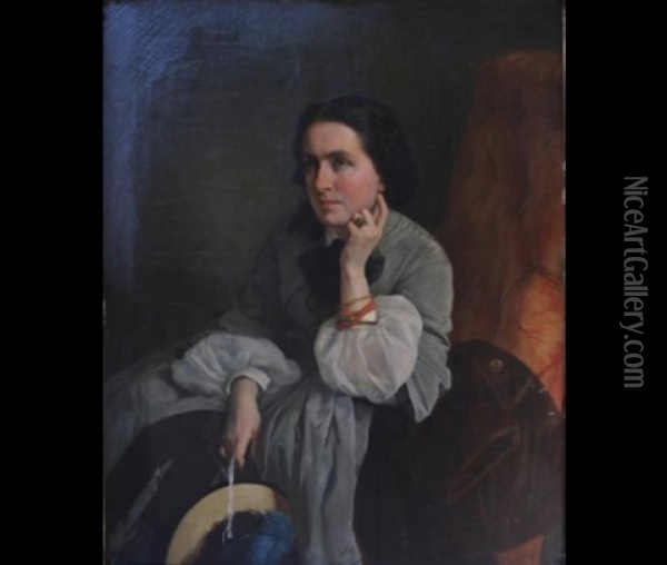 Madame De Fouquieres Oil Painting - Alfred De Dreux