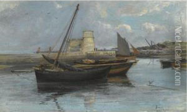 Dunure Harbour Oil Painting - John Smart