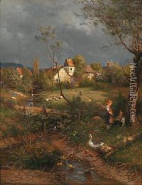 Primavera Delle Oche Oil Painting - Adolf Lins