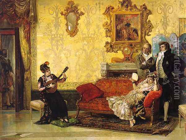The Concert 1880 Oil Painting - Vicente Palmaroli Y Gonzalez
