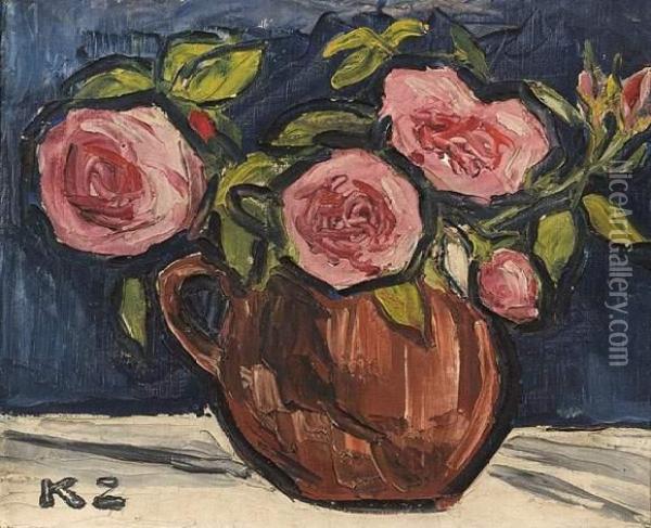 Fleurs. Oil Painting - Kazimierz Zieleniewski