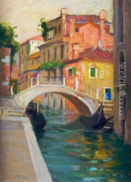 Canal In Venice Oil Painting - Pauline Lennards Palmer