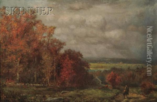 Autumn Road Oil Painting - Ansel D. Clough