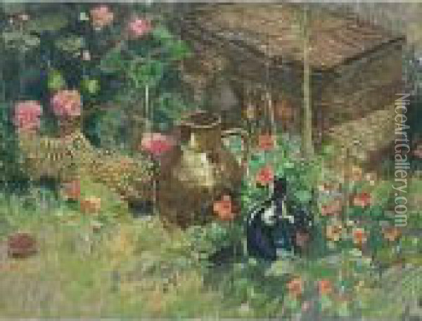 A View Of A Garden Oil Painting - Frans David Oerder