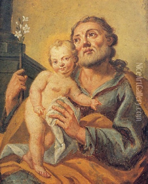 S. Guiseppe Col Bambino Oil Painting - Francesco de Mura