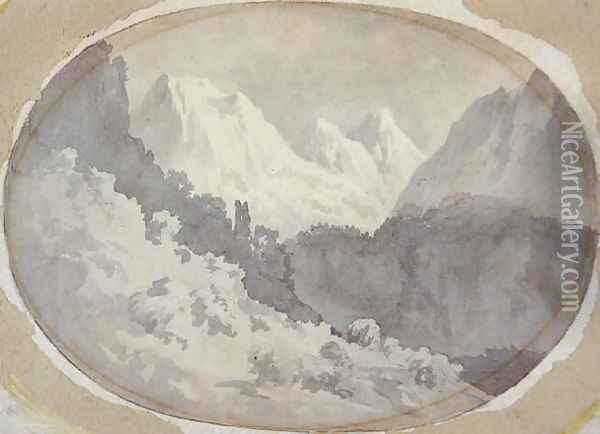 Alpine Scene Oil Painting - John Warwick Smith