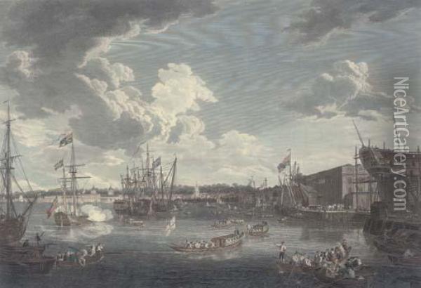 View Of The Royal Dockyard At Deptford Oil Painting - William Paton Burton