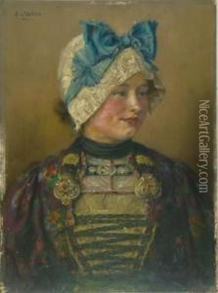 Junge Frau In Tracht Oil Painting - Robert Volcker