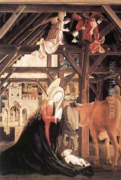 St Wolfgang Altarpiece- Nativity 1479-81 Oil Painting - Michael Pacher