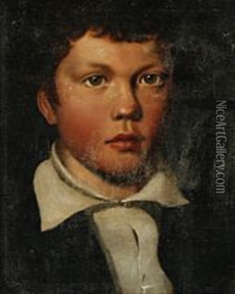 Portrait Of The Artist's Nephew Oil Painting - Fritz (Georg Urban F.) Juergensen