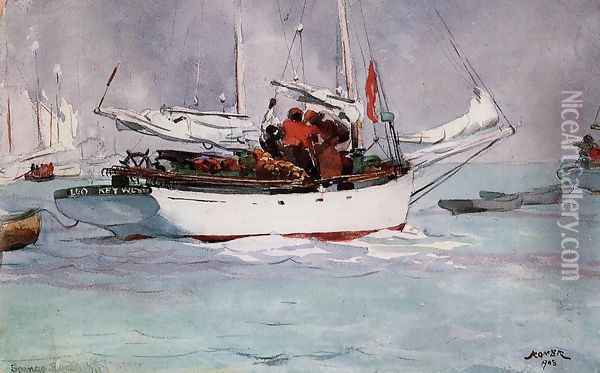 Sponge Boats, Key West Oil Painting - Winslow Homer