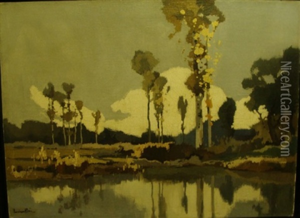 Paysage Au Bord D'un Lac Oil Painting - Lucien Peri