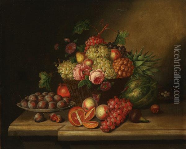 Still Life With Fruit Oil Painting - Leo Lerch