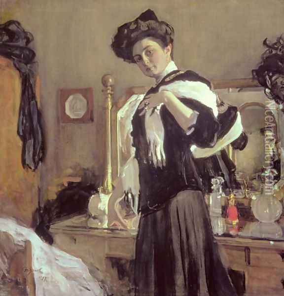 Portrait of Henrietta Hirshmann (1885-1970), 1907 Oil Painting - Valentin Aleksandrovich Serov