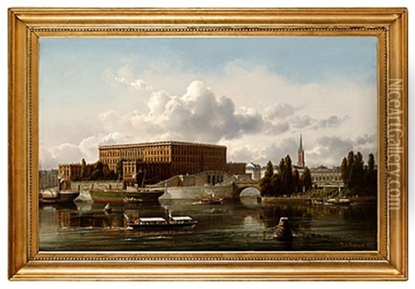 Vy Mot Stockholms Slott Oil Painting - Ferdinand Richardt