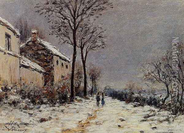 The Effect of Snow at Veneux Oil Painting - Alfred Sisley