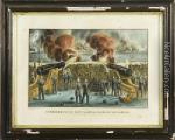 Bombardment Of Fort Sumter, Charleston Harbor Oil Painting - Currier & Ives Publishers