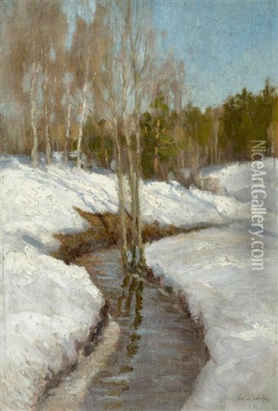 Winterliche Flusslandschaft Oil Painting - Aleksei Petrovich Bogolyubov