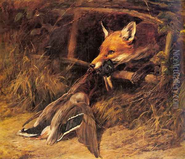 Returning to the Fox's Lair Oil Painting - Heywood Hardy