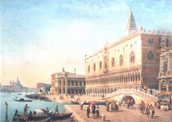 Le Palais Des Doges A Venise Oil Painting - Luigi Querena