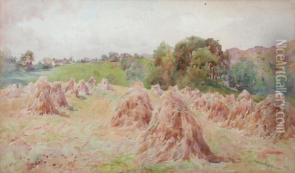 Cornfield At Spy Hill Oil Painting - Cuthbert Rigby