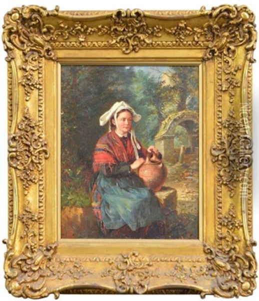 Girl At The Well Oil Painting - Jonathan Pratt