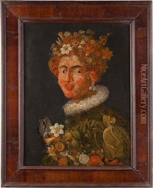 Flora Oil Painting - Giuseppe Arcimboldo