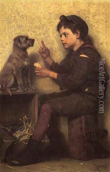 The Lesson Oil Painting - John George Brown