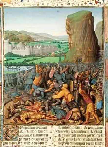 Victory of the Israelites over the Philistines Oil Painting - Jean Fouquet