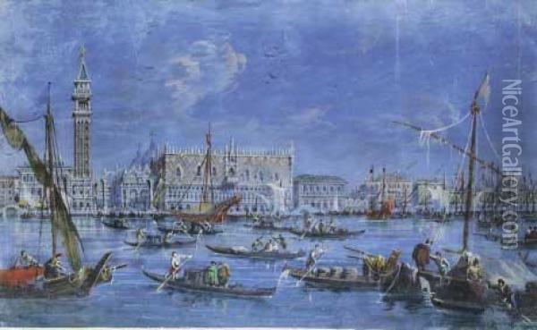 Venezia. Il Vecchio Porto Oil Painting - Giacomo Guardi