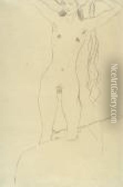 Nude With Raised Arms Oil Painting - Gustav Klimt