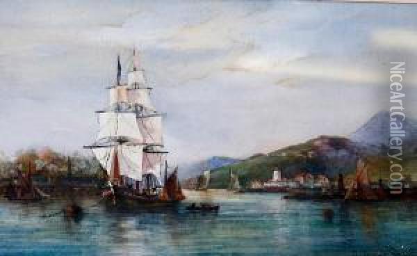 Tall Ship At Anchor Oil Painting - Richard Short