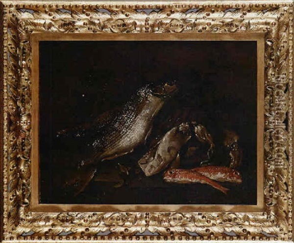 Triglie, Calamari E Vaso Oil Painting - Giovanni Battista Ruoppolo