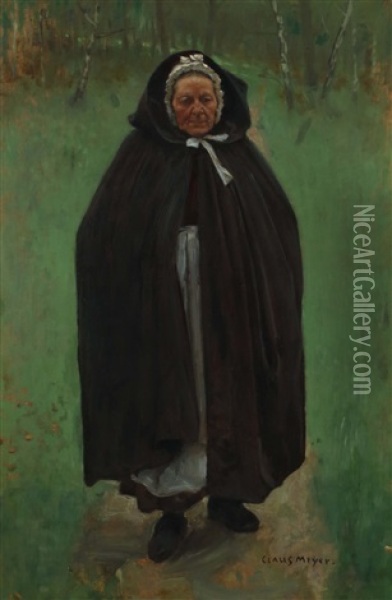 Frau Auf Waldweg Oil Painting - Claus Meyer