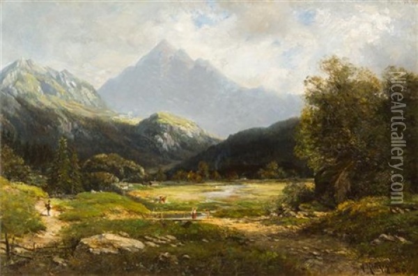Mountain Landscape,  Switzerland Oil Painting - Hermann Herzog