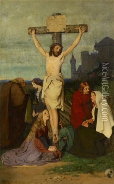 Christus Am Kreuz Oil Painting - Eduard (Karl-Franz) von Gebhardt