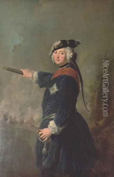 King Frederick II the Great of Prussia 1712-86 1746 Oil Painting - Antoine Pesne