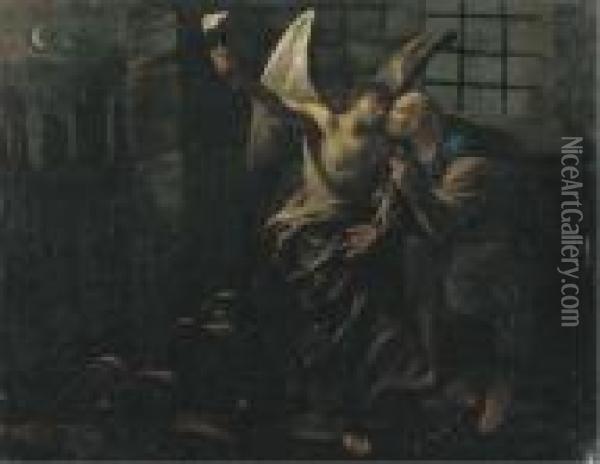 La Liberazione Di San Pietro Dal Carcere Oil Painting - Domenico Viola