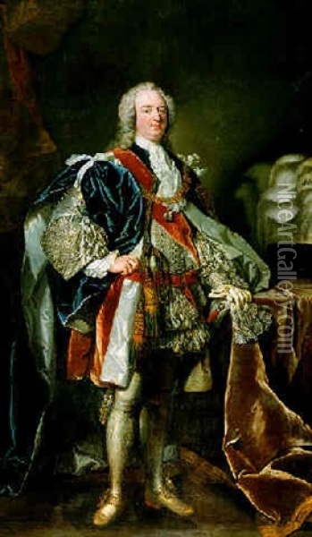 Portrait Of Charles 2nd Duke Of Richmond Wearing Garter Robes Oil Painting - Jean-Baptiste van Loo
