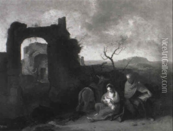 The Rest On The Flight Into Egypt Oil Painting - Gerard Hoet the Elder