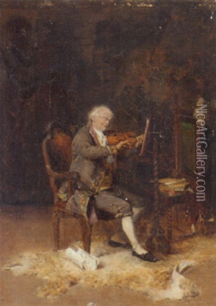 The Violinist Oil Painting - Luis (Lluis) Franco Salinas