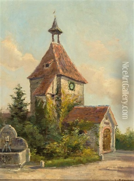 Blick Auf Die Leonhardskapelle In Lindau-schachen Oil Painting - Louis Letsch