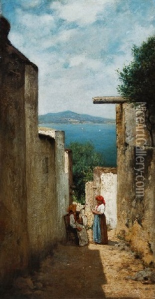 Motiv Aus Anacapri (blick Auf Ischia) Oil Painting - Curt Agthe